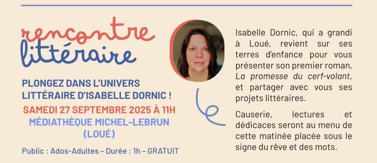 ISABELLE DORNIC VOUS INVITE À UNE Causerie littéraire