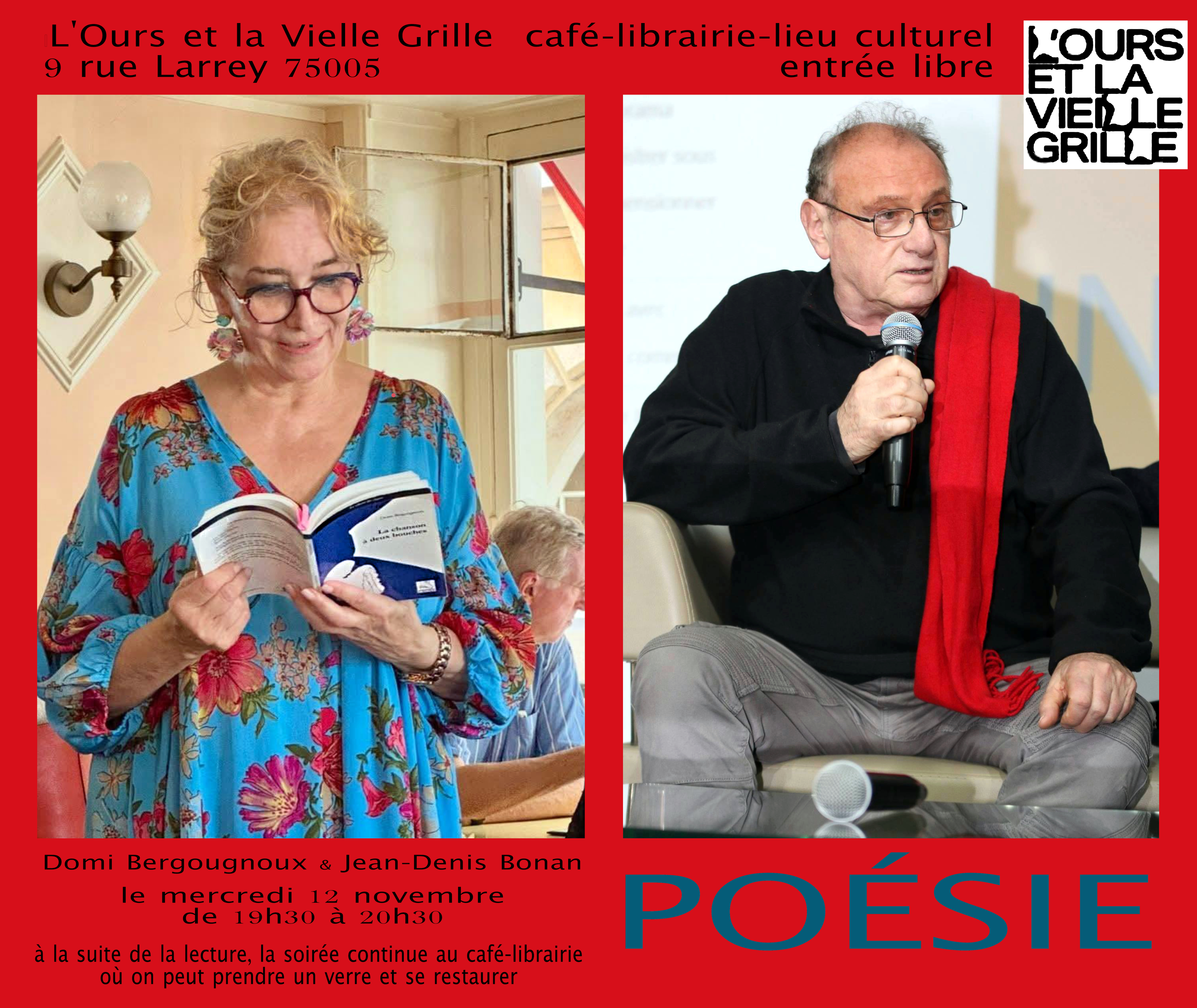 Soirée poésie Domi Bergougnoux et Jean-Denis Bonan