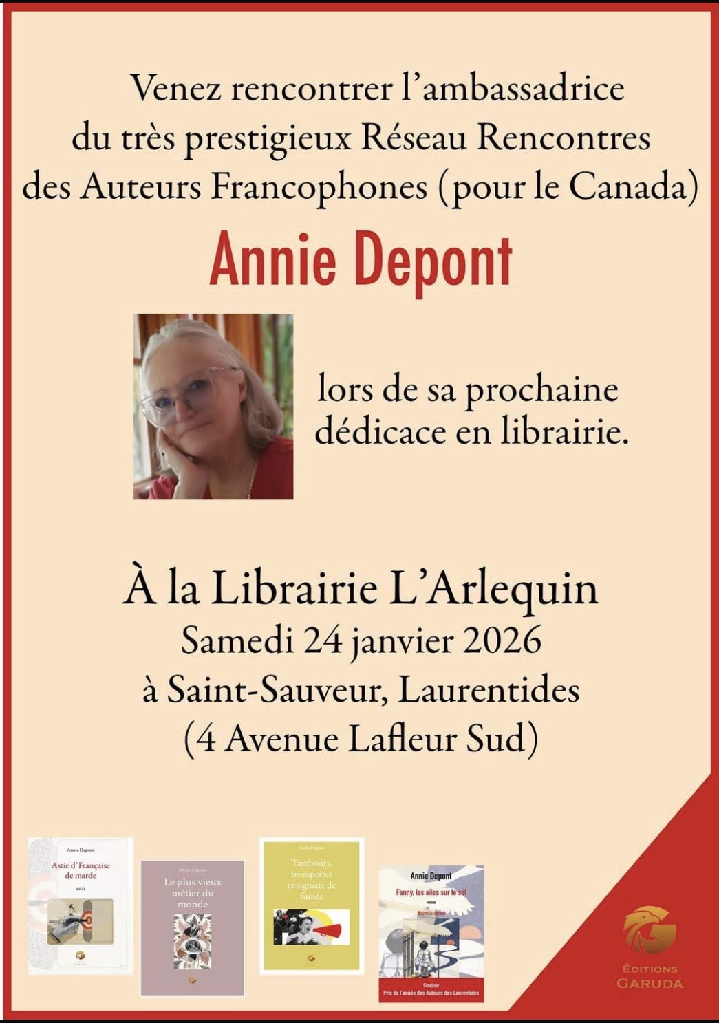 Dédicace des derniers romans d’Annie Depont