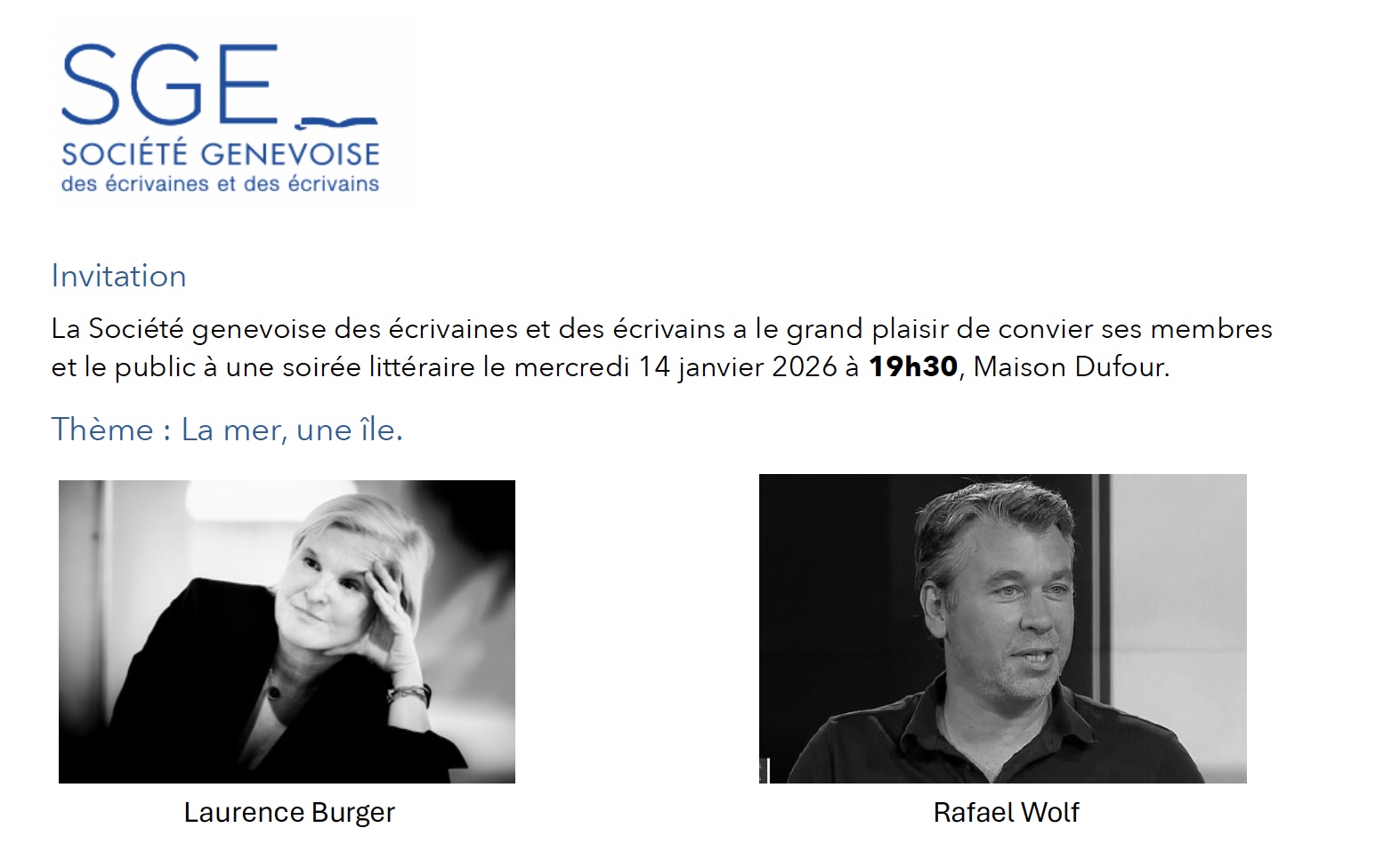 Soirée littéraire avec laurence burger