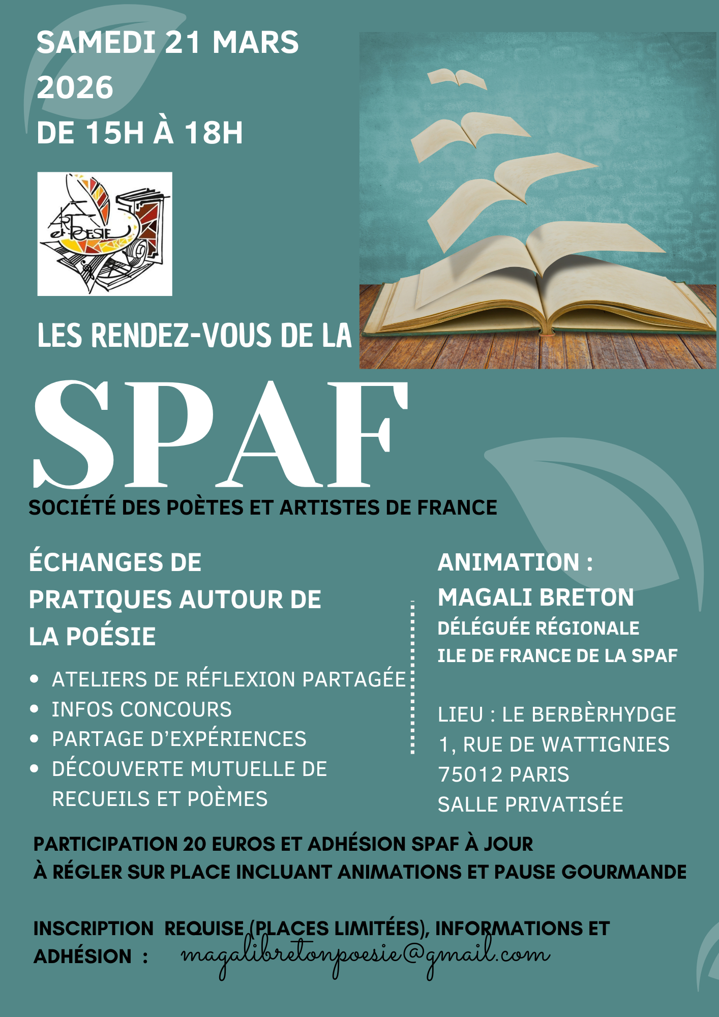 Les rendez-vous de la Sté des Poètes et Artistes de France