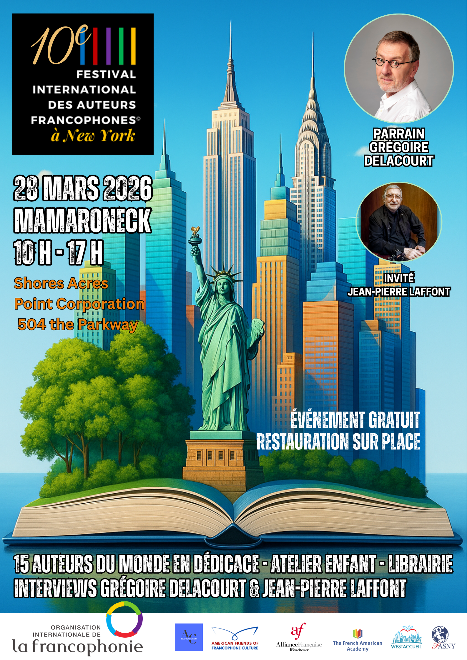 GRÉGOIRE DELACOURT À NEW YORK – RENCONTRE À MAMARONECK, AU BORD DE L’EAU
