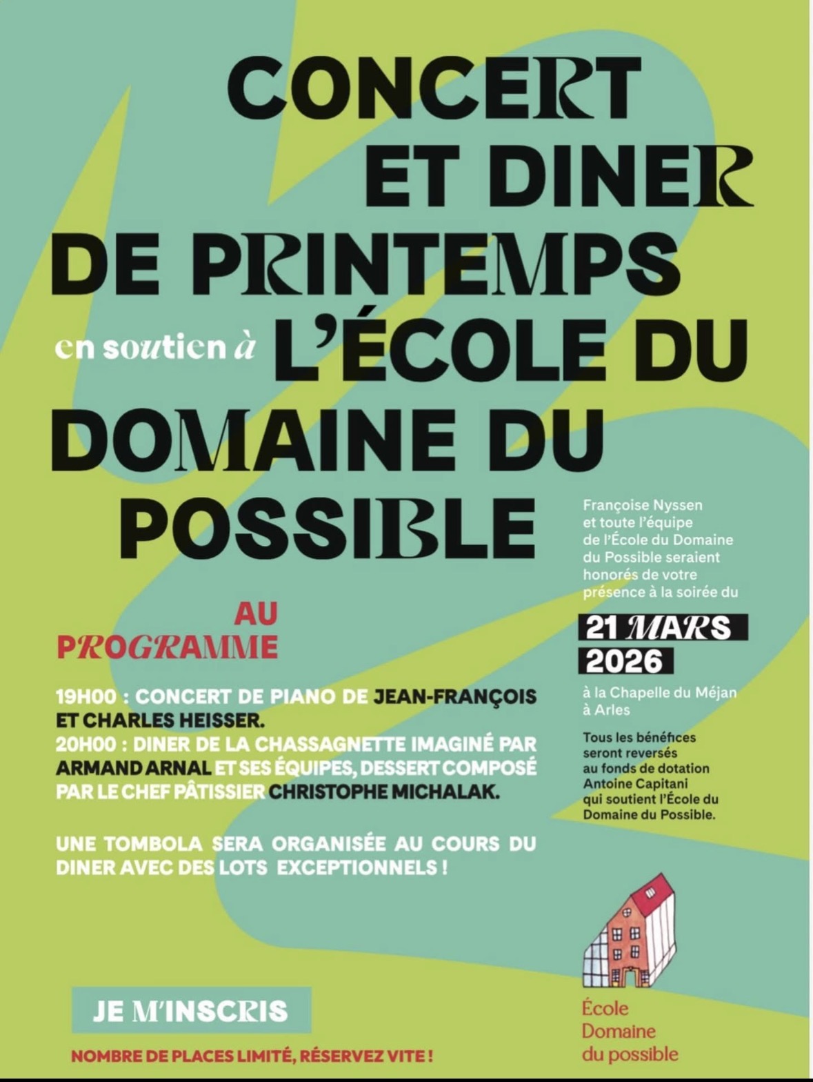 Concert et dîner en soutien à l’école du domaine du possible.