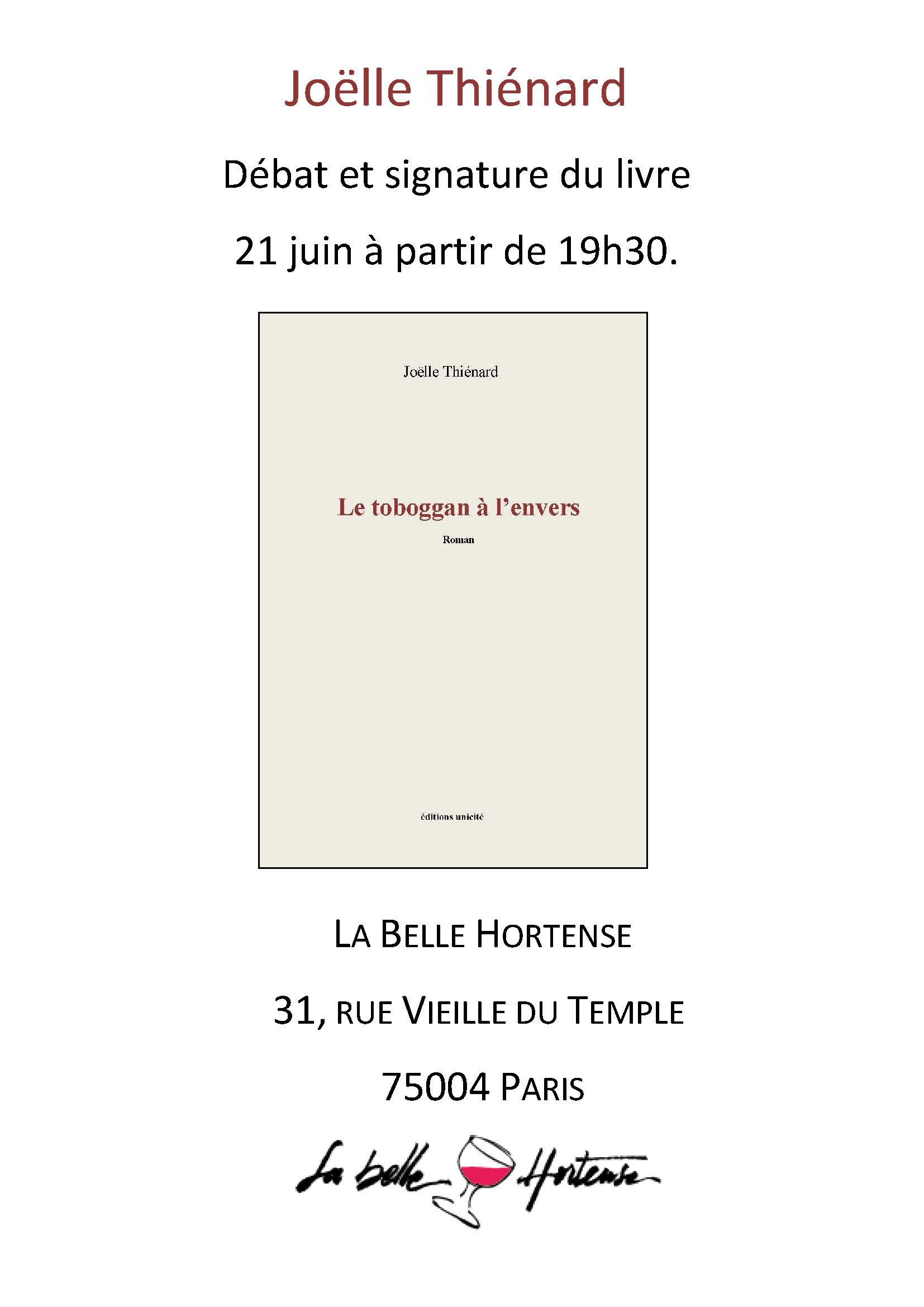 Débat et dédicace du roman Le toboggan à l’envers